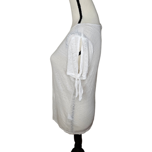 Vince Camuto White Top with Tie Sleeves - Picture 3 of 7